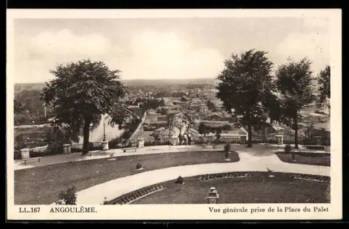 AK Angoulême, Vue générale prise de la Place du Palet