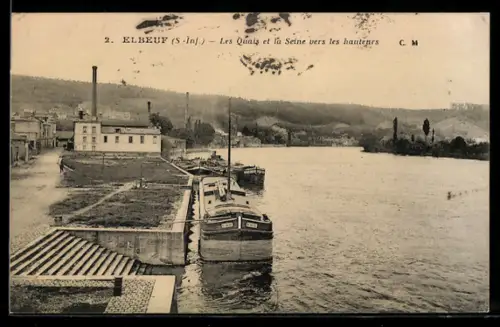 AK Elbeuf /S.-Inf., Les Quais et la Seine vers les hauteurs