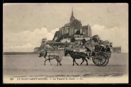 AK Le Mont-Saint-Michel, Les Voitures de Genêts