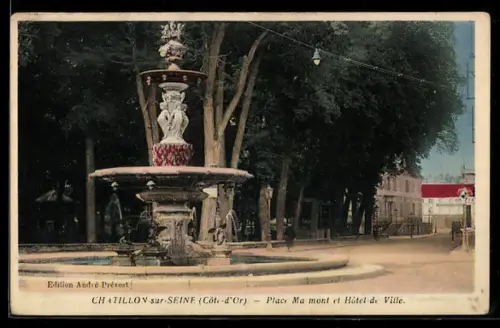 AK Châtillon-sur-Seine /Côte-d`Or, Place Marmont et Hôtel de Ville