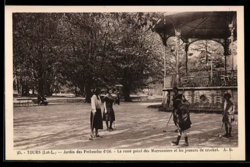 AK Tours /I.et-L., Jardin des Prébendes d`Oe, rond-point des Marronniers et joueurs de crocket