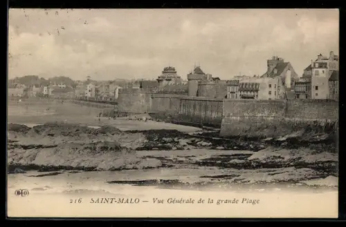AK Saint-Malo, Vue Générale de la grande Plage