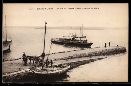 AK Ile-aux-Moines, Arrivée du Vapeur faisant le service du Golfe