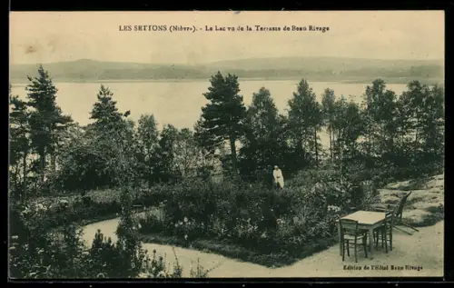 AK Les Settons /Nièvre, Le Lac vu de la Terrasse de Beau Rivage
