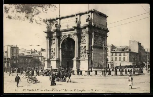 AK Marseille, Place d`Aix et l`Arc de Triomphe