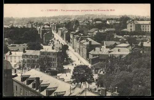 AK Limoges, Vue panoramique, perspective de l`Avenue du Midi
