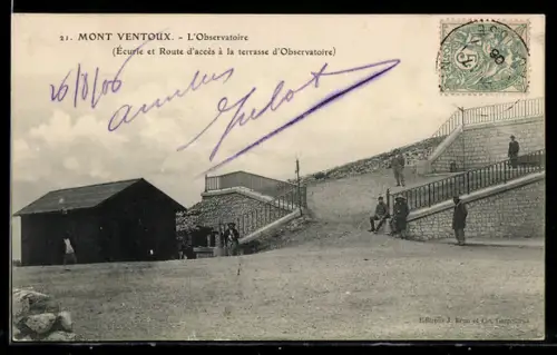 AK Mont Ventoux, L`Observatoire, Escalier et Route daccès à la terrasse d`Observatoire
