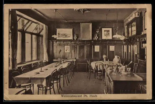 AK Frankfurt a. M., Weinrestaurant Ph. Haub, Innenansicht