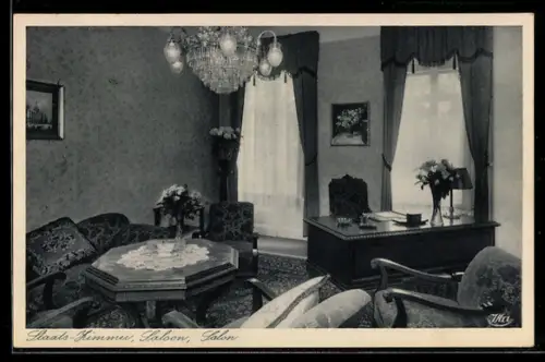 AK Frankfurt a. Main, Hospiz Baseler Hof, Staats-Zimmer, Salon, Innenansicht
