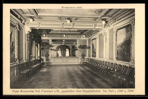 AK Frankfurt a. M., Hotel Russischer Hof, Innenansicht - Renaissance-Saal