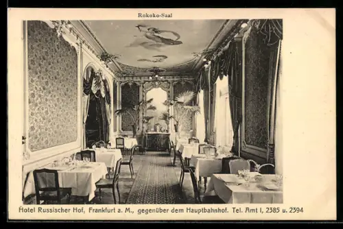AK Frankfurt a. M., Hotel Russischer Hof, Rokoko-Saal, Innenansicht