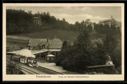 AK Friedrichroda, Partie mit Bahnhof Reinhardsbrunn