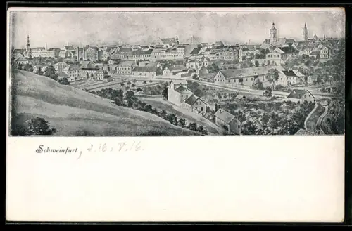 Künstler-AK Schweinfurt, Teilansicht