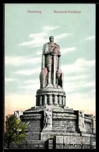 AK Hamburg-St.Pauli, Bismarck-Denkmal