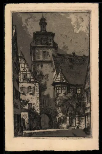 Künstler-AK sign. Hans Baum: Rothenburg o. T., Oberes Tor, Ortsansicht