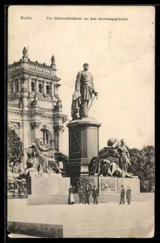 AK Berlin, Bismarckdenkmal vor dem Reichstagsgebäude