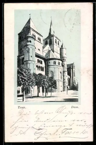 AK Trier, Strassenpartie am Dom