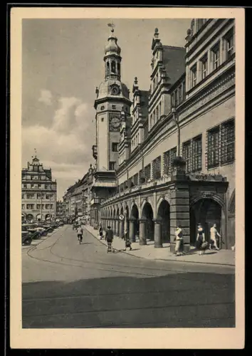 AK Leipzig, Strassenpartie am Alten Rathaus