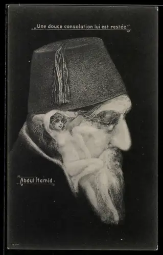 AK Abudul Hamid der Türkei mit Hut und Frauen als Gesicht, Metamorphose, A consolation for a lost throne