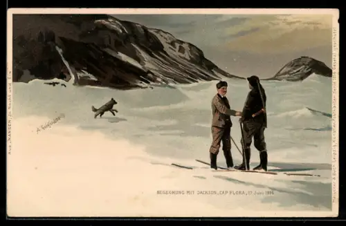 Lithographie Szene aus der Nansen-Expedition