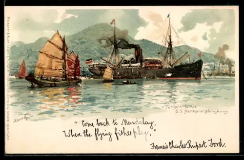 Künstler-AK Hans Bohrdt: Hongkong, Kingsin Linie S. S. Hertha