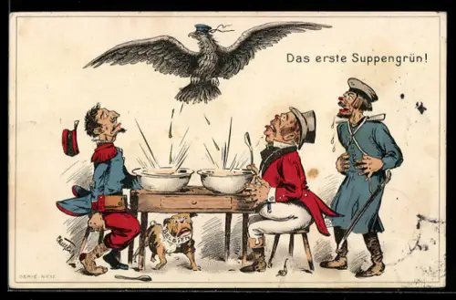 Künstler-AK Das erste Suppengrün!, Scherz, Propaganda, 1. Weltkrieg