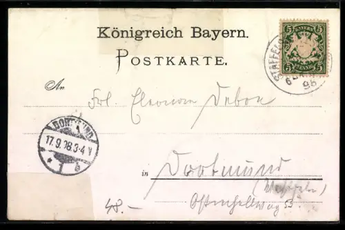 Lithographie Staffelstein, Rathaus, Adam Riese, Victor v. Scheffel, Panorama