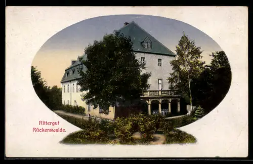 AK Grossrückerswalde, Rittergut in der Aussenansicht mit Gartenanlage