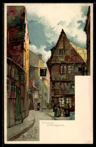 Künstler-AK Otto Hammel: Hannover, Alte Häuser in der Potthofgasse