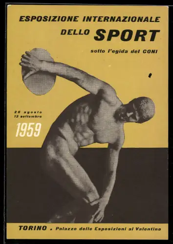 AK Turin, Exposition Internationale des Sports 1959, Diskuswerfer