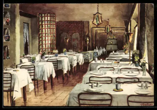 Künstler-AK Torino, Ristorante Il Cucolo, Salone principale