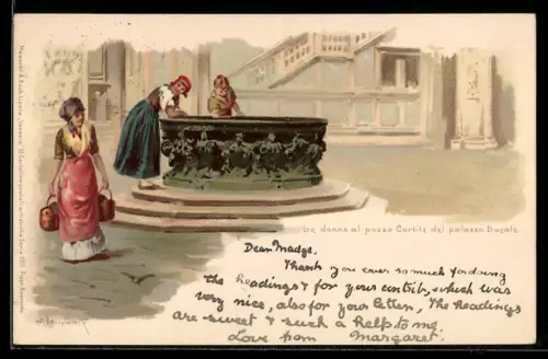 AK Venedig, le donne al pozzo Cortile del palazzo Ducale