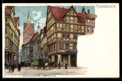 AK Hannover, Kramerstrasse, Marktkirche