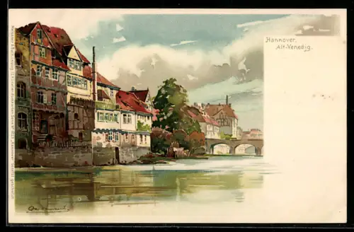 Künstler-AK Otto Hammel: Hannover, Idyll in Alt-Venedig