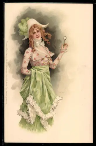 Künstler-AK Meissner & Buch (M&B) Nr. 1082: Frau im Kleid mit Hut