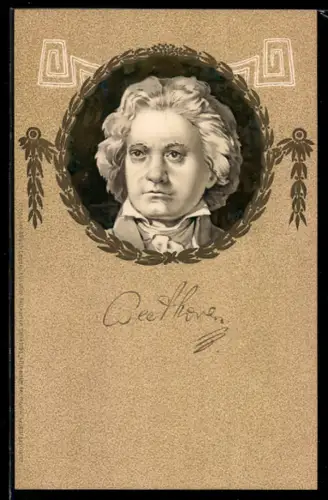 Lithographie Porträtbild von Komponist Ludwig van Beethoven
