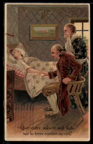 AK Dein Wille geschehe, ..., Paar bei einer Kranken, Vaterunser