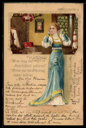 AK Margarete beim Anprobieren von Ohrringen