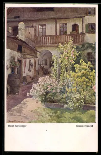 Künstler-AK Hans Götzinger: Garten erblüht in einer Somerpracht