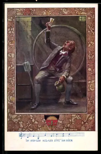 AK Deutscher Schulverein Nr. 1: Im kühlen Keller sitz` ich hier