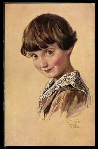 Künstler-AK Maxim Trübe: Portrait eines Kindes im Halbprofil