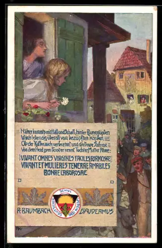 AK Deutscher Schulverein Nr. 3: Mutter und Tochter schauen aus dem Fenster