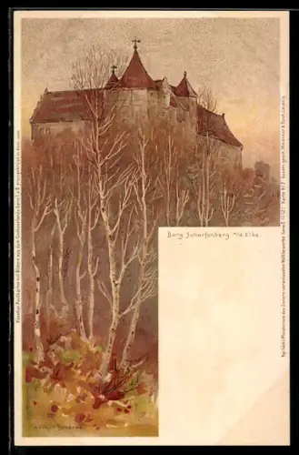 Künstler-AK Meissner & Buch (M&B) Serie I (1-12): Scharfenberg an der Elbe, Burgansicht