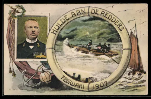 AK Ruderer der Seenotrettung im Einsatz, Prinz Heinrich von den Niederlanden