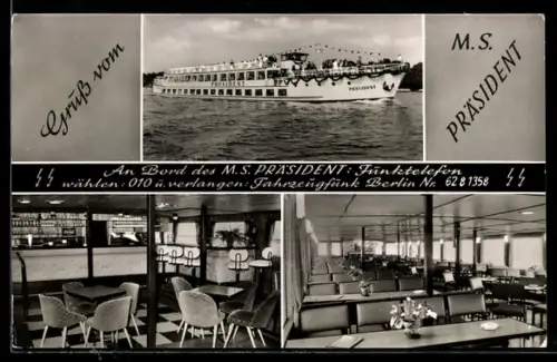 AK Fahrgastschiff M.S. Präsident der Reederei F. u. A. Schmolke in West-Berlin