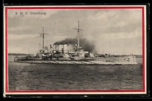AK Linienschiff S.M.S. Oldenburg in Fahrt, Kriegsschiff