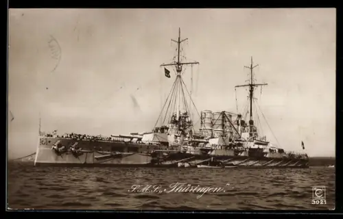 AK Linienschiff S.M.S. Thüringen vor Anker liegend, Kriegsschiff