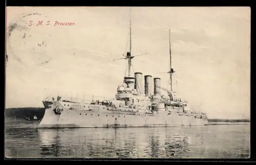 AK Linienschiff S.M.S. Preussen vor der Küste, Kriegsschiff