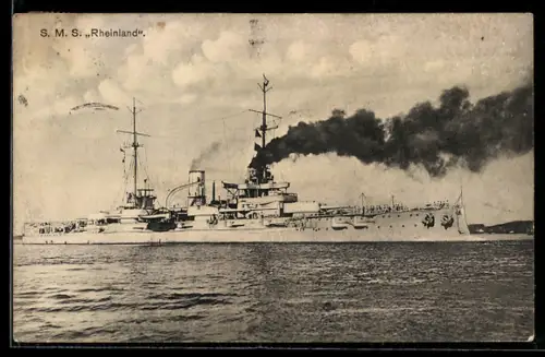 AK Linienschiff S.M.S. Rheinland in Fahrt, Kriegsschiff