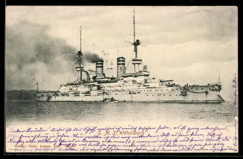 AK Linienschiff S.M.S. Wittelsbach vor Anker liegend, Kriegsschiff